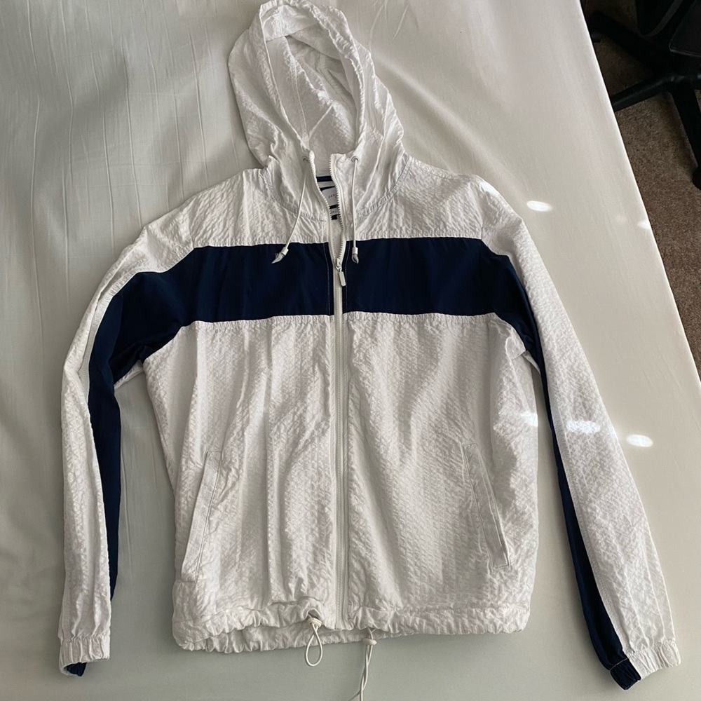 Large Denium and Flower zip up hoodie